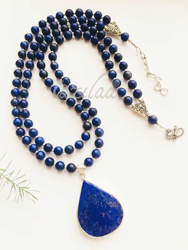 Lapis Lazuli gemstone sterling silver  pendant handmade necklace