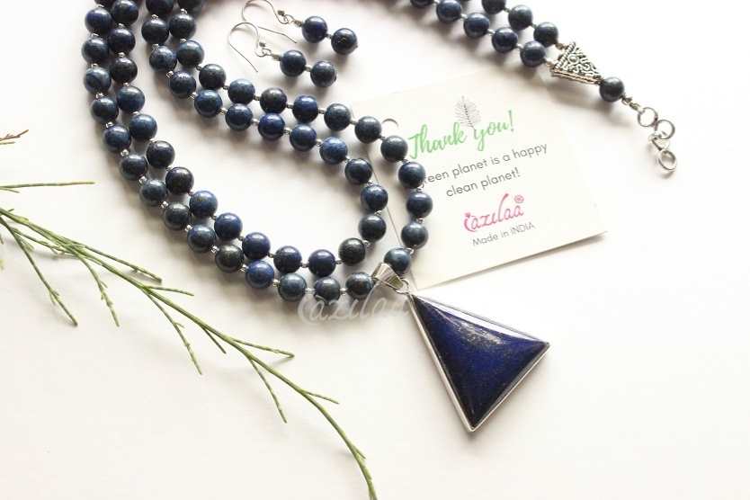 Lapis Lazuli gemstone sterling silver  pendant handmade necklace