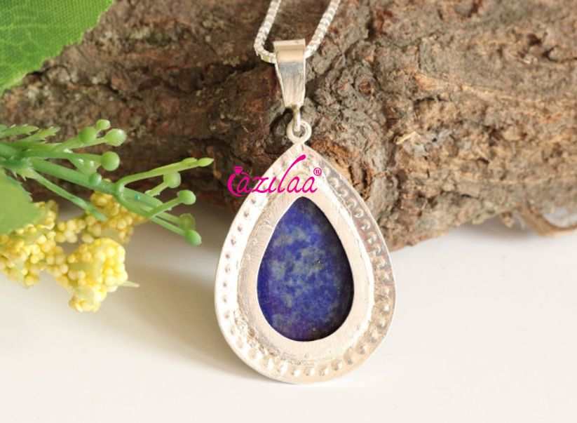 Lapis Lazuli gemstone sterling silver  pendant handmade necklace