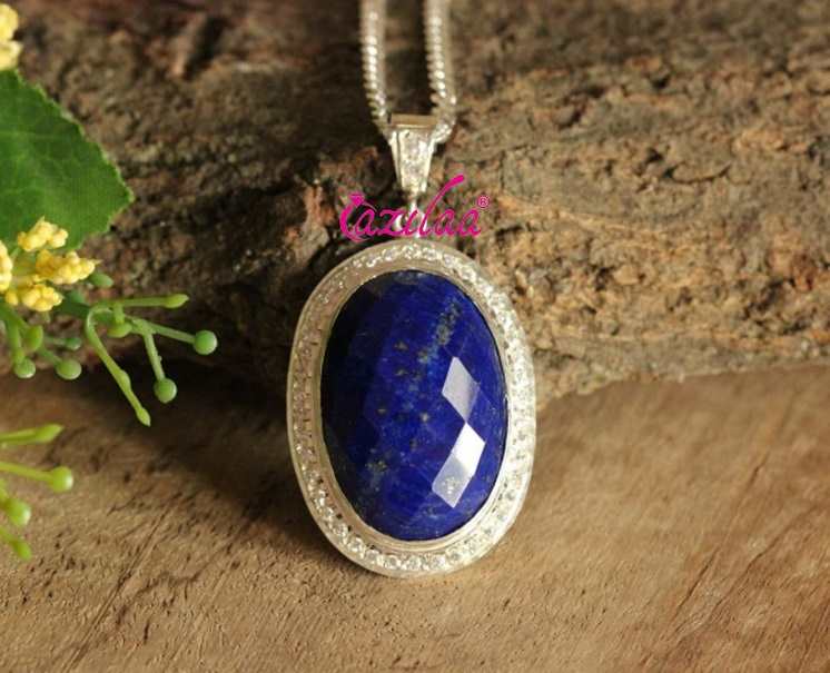 Lapis Lazuli gemstone sterling silver  pendant handmade necklace