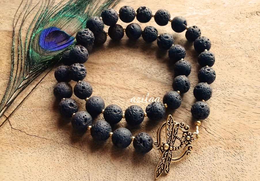 Lava gemstone beaded healing necklace 