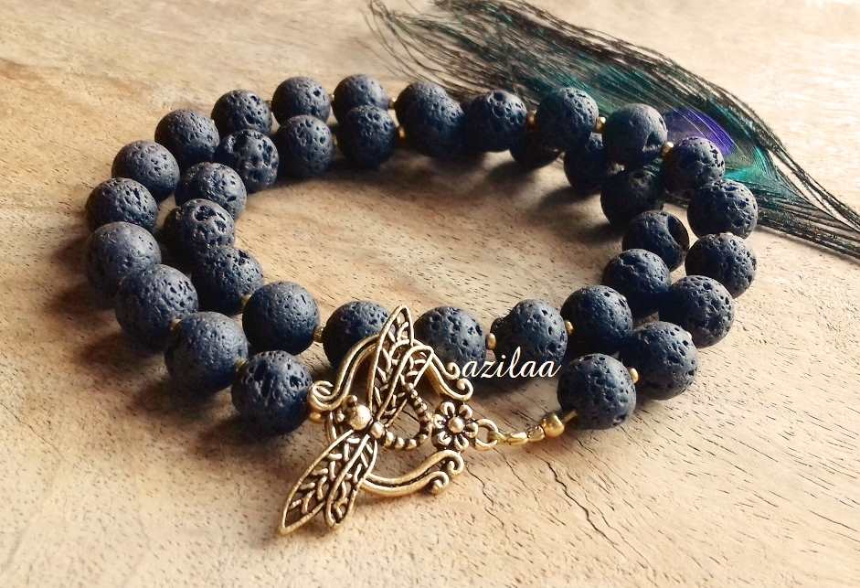 Lava gemstone beaded healing necklace 