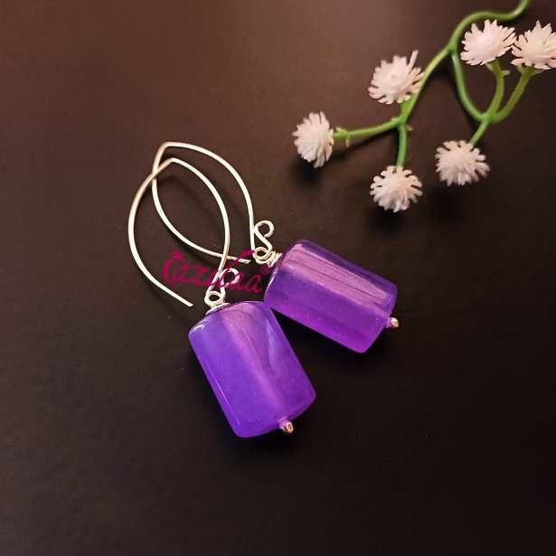 Lavender Gemstone drop gemstone silver earrings