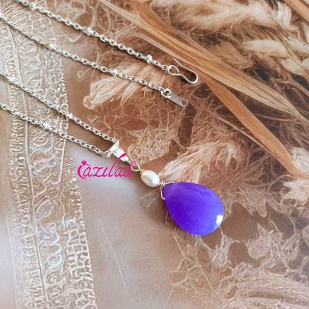 Lavender Purple Gemstone Sterling Silver Gemstone pearl Pendant