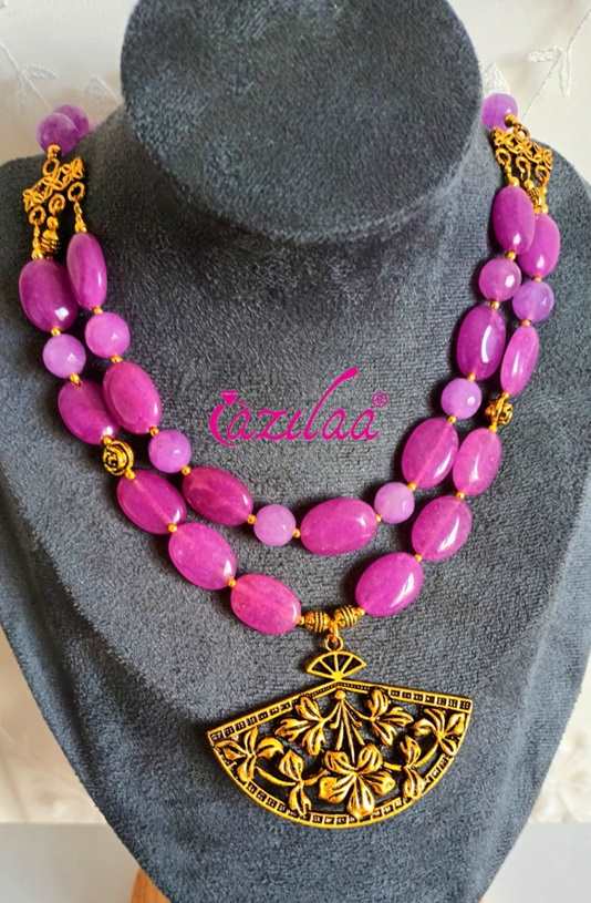 Lavender beaded golden gemstone designer beaded jewelry