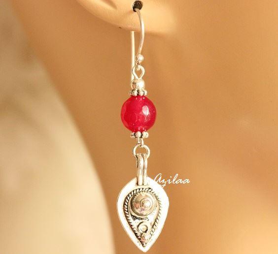 Leaf artisan handmade gemstone circle necklace set