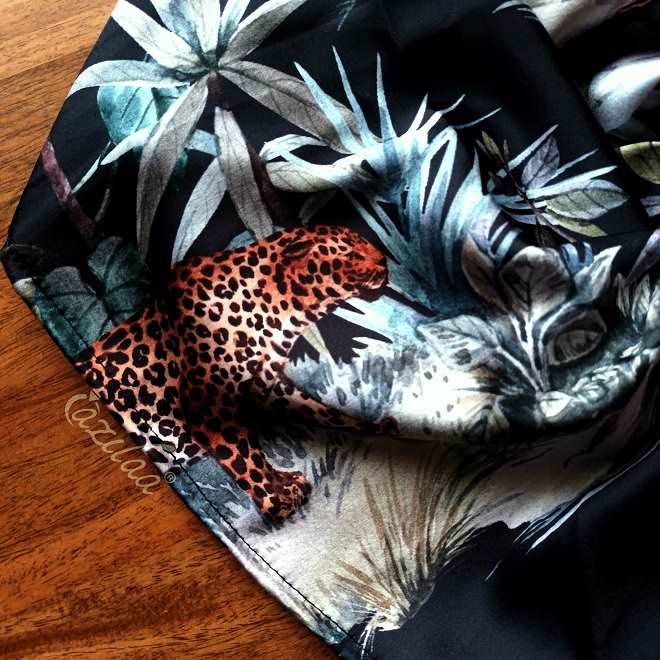 Designer Premium Leopard print jungle black satin scarf
