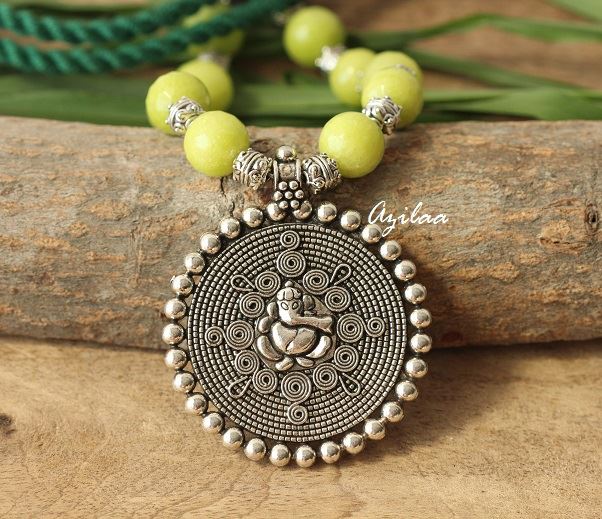 Lime Green Statement artisan handmade necklace