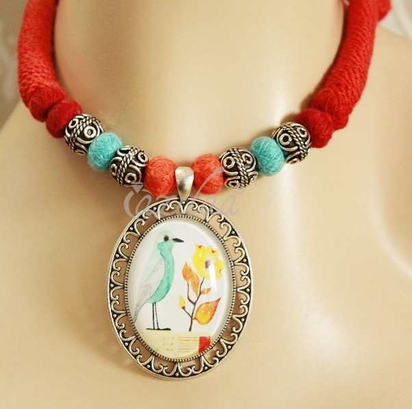 Little Blue bird modern pendant designer handmade necklace