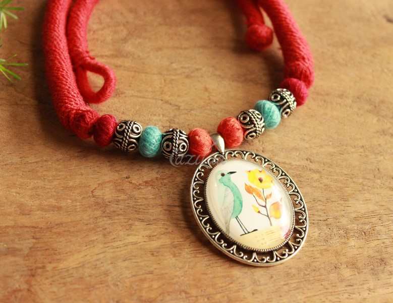 Little Blue bird modern pendant designer handmade necklace