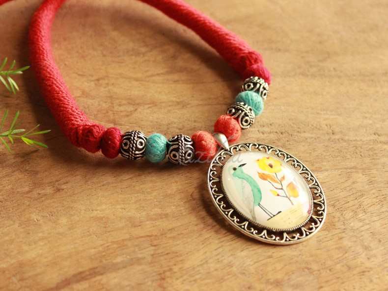 Little Blue bird modern pendant designer handmade necklace