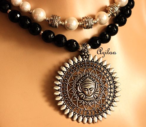 Maa Durga artisan gemstone handmade pearl necklace 