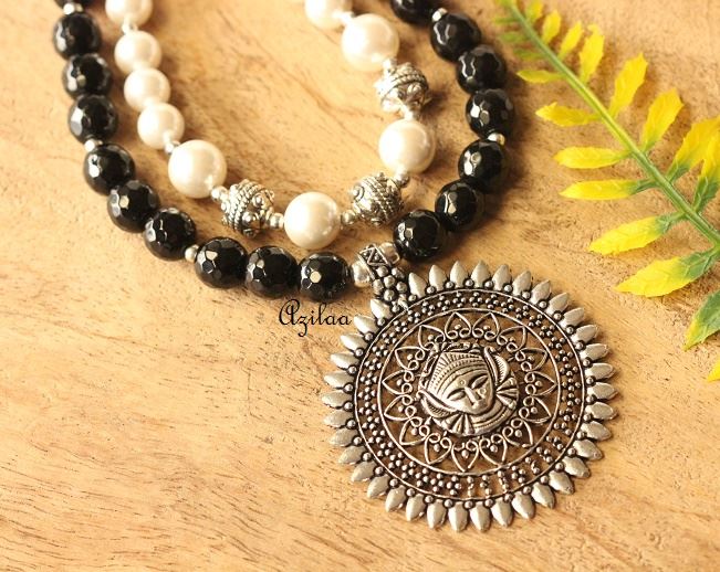 Maa Durga artisan gemstone handmade pearl necklace 