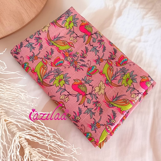 Madubani pink art Tusser silk scarf 