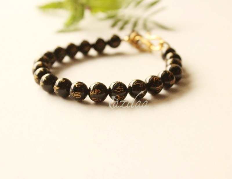 Mantra BLACK ONYX Om Mane Padme Hum bracelet set