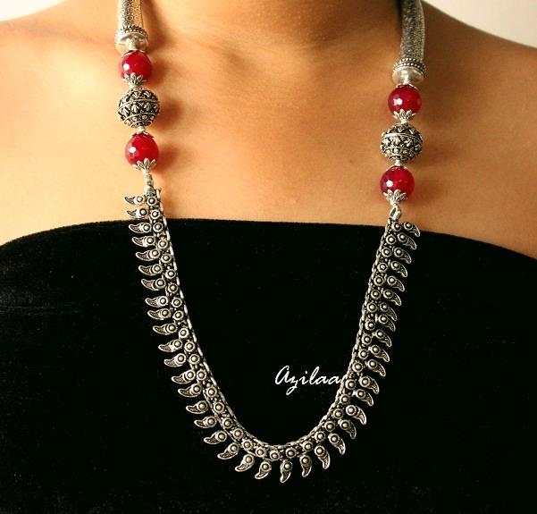 Maroon agate gemstone designer necklace set