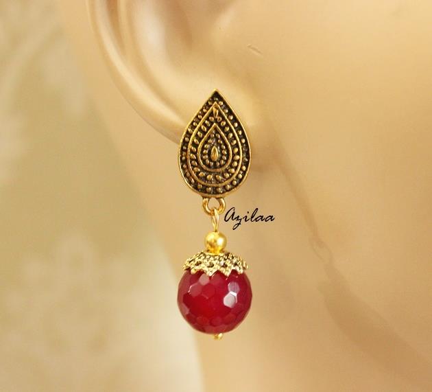 Maroon necklace set antique gold Lakshmi Ganesh pendant