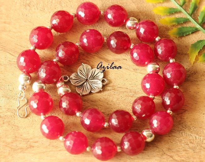Maroon beaded gemstone handmade necklace set