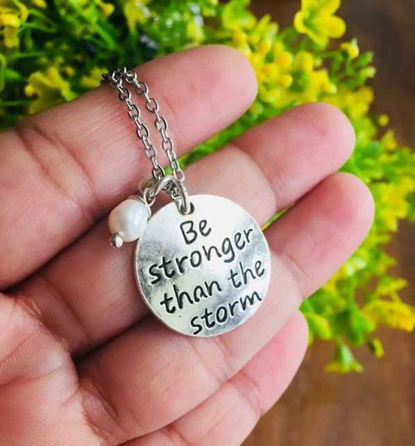 Message charm pearl pendant chain necklace