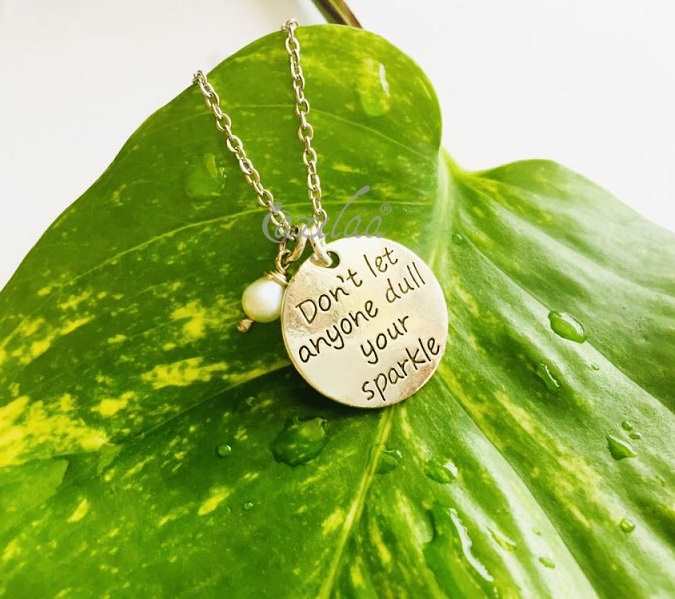 Message charm pearl pendant chain necklace