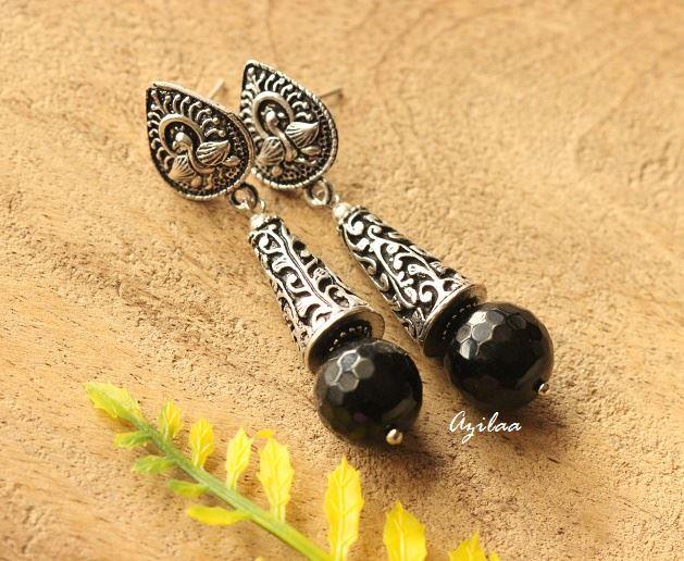 Modern Black gemstone handmade necklace set