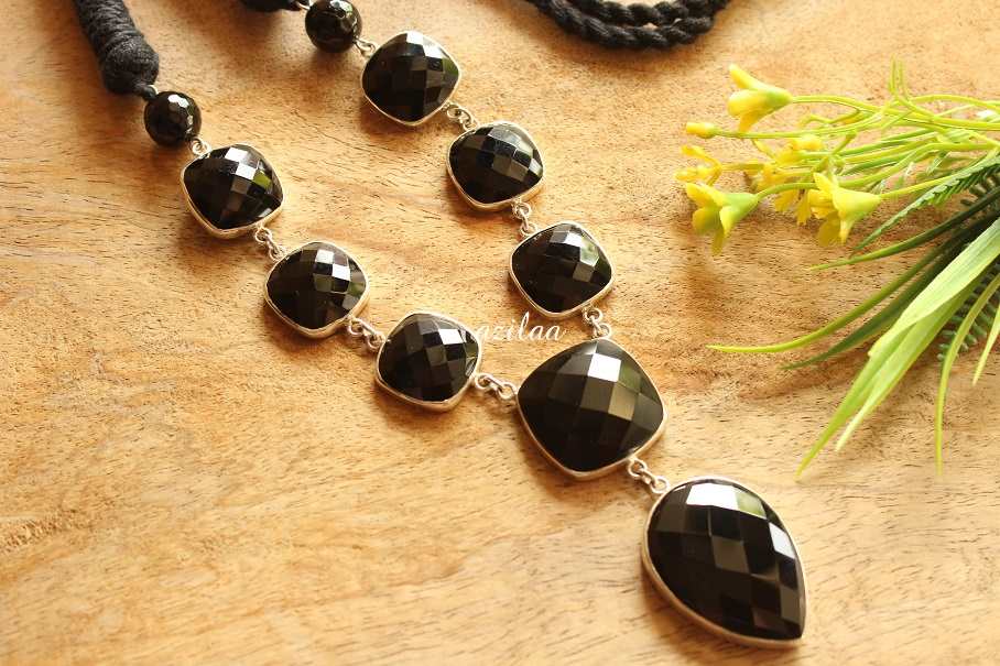 Modern Black onyx Handmade Sterling Silver handmade Necklace