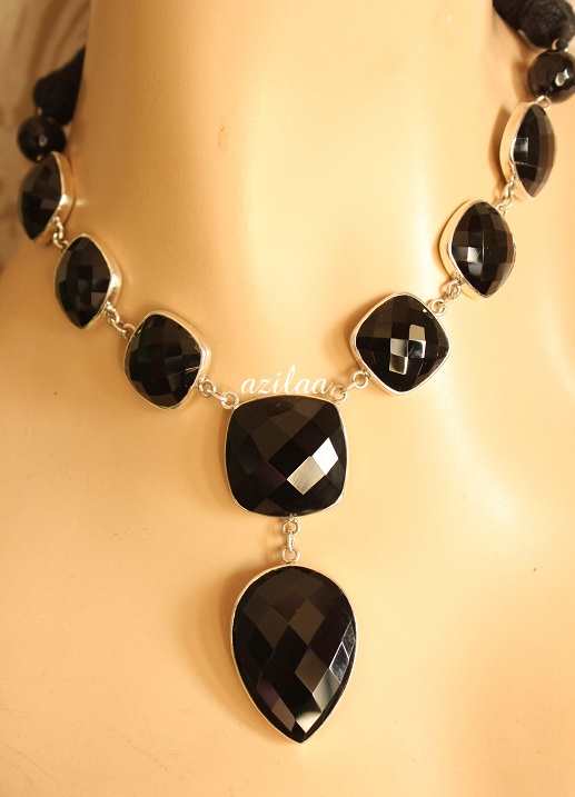 Modern Black onyx Handmade Sterling Silver handmade Necklace