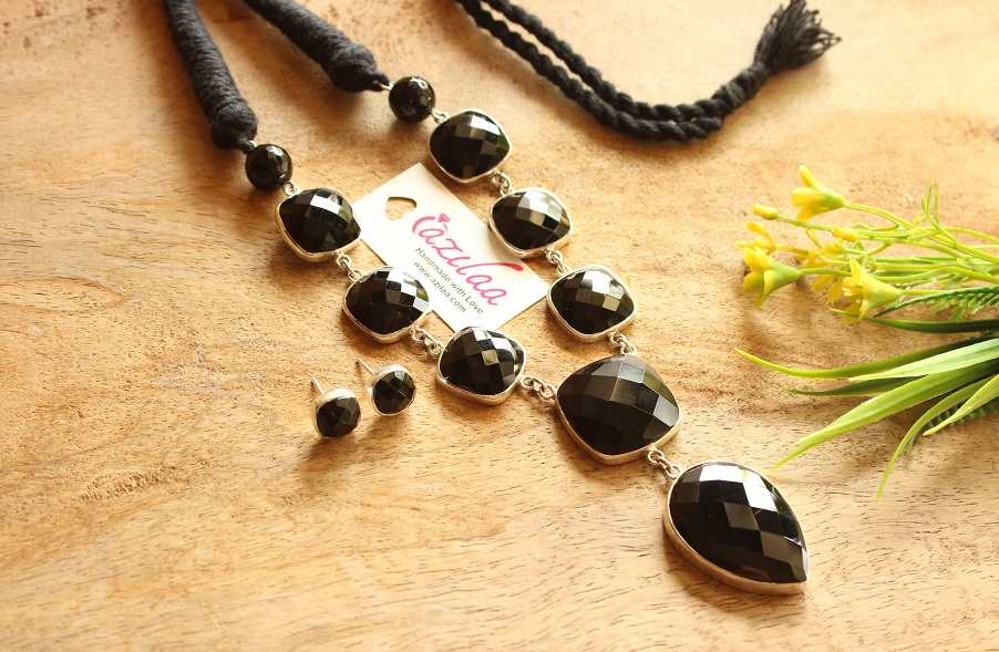 Modern Black onyx Handmade Sterling Silver handmade Necklace