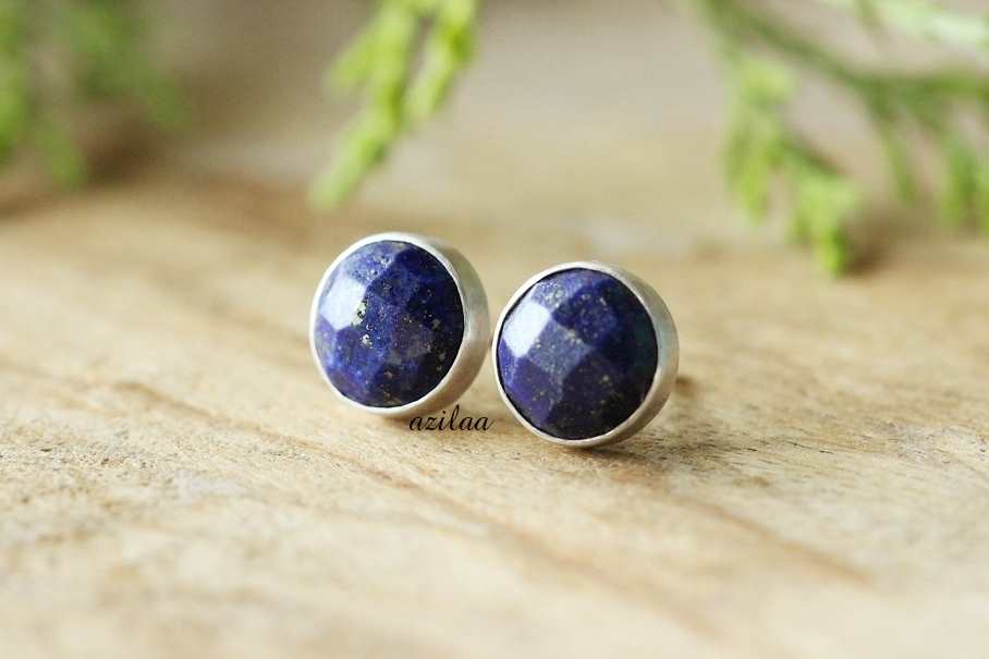 Modern Lapis lazuli gemstone necklace earring set