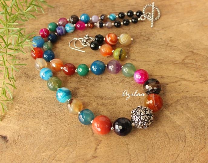 Multi coloured beads necklace earring set designer beaded jewelry