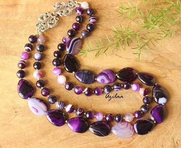 Modern Purple agate gemstone handmade necklace 
