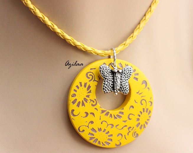 Modern Yellow butterfly Pendant necklace 