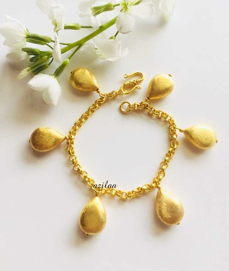 Modern designer golden drops handmade chain bracelet