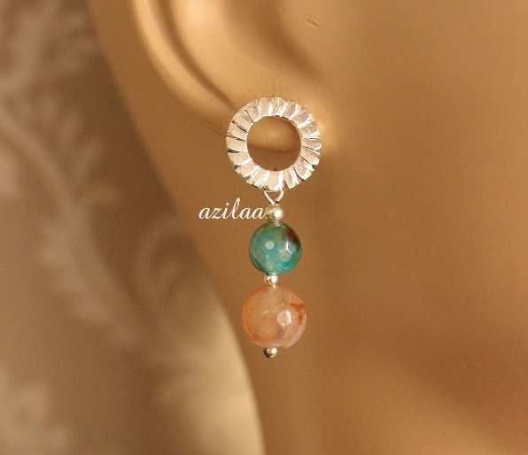 Modern statement gemstone sterling silver necklace earrings set