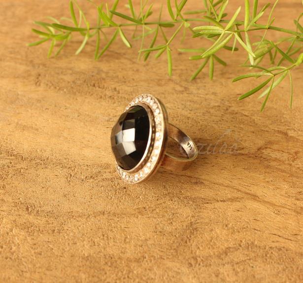 Sterling silver black onyx ring, Designer ring for women