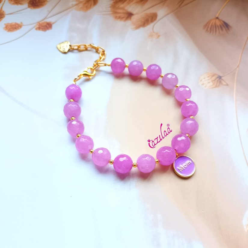 Mom charm bracelet Lavender gemstone beaded set gift for her