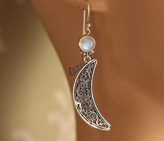 Moon Artisan Sterling silver rainbow moonstone handmade earrings