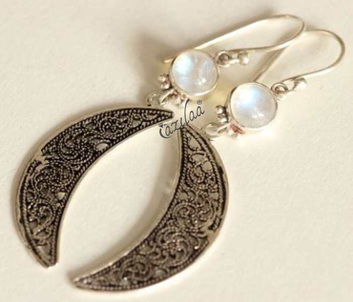Moon Artisan Sterling silver rainbow moonstone handmade earrings