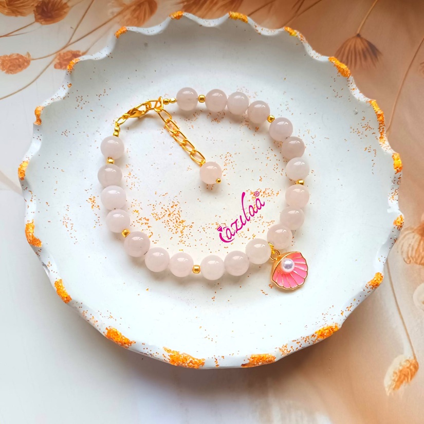 Mother daughter pink and blue gemstone charm bracelets