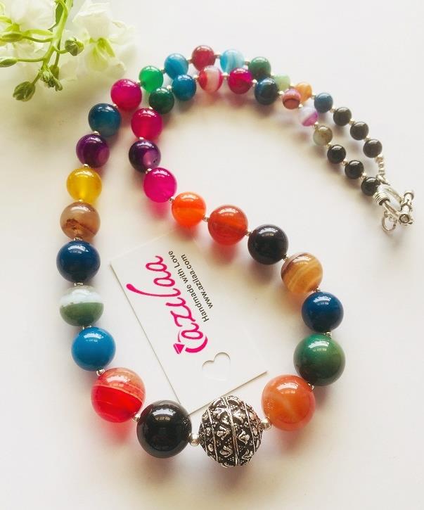 Multi beads necklace earring set designer beaded jewelry