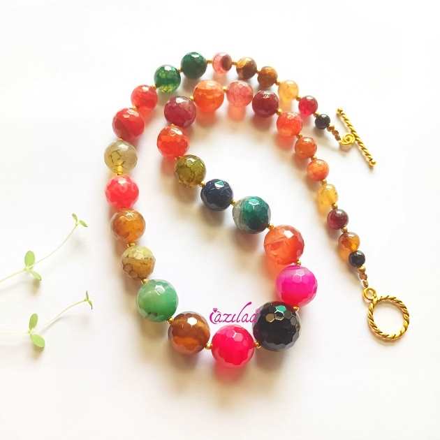 Multi coloured beads necklace earring set designer beaded jewelry