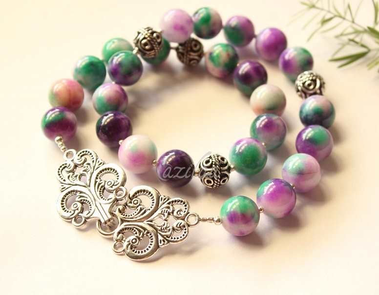 Mutli shaded gemstone beaded handmade necklace set