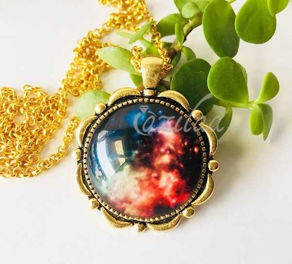  Universe nebula pendant gold plated chain necklace