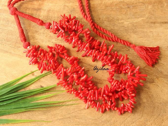 Natural coral gemstone multi layered necklace set