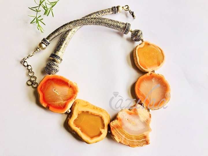 OOAK Statement agate designer gemstone beaded necklace 