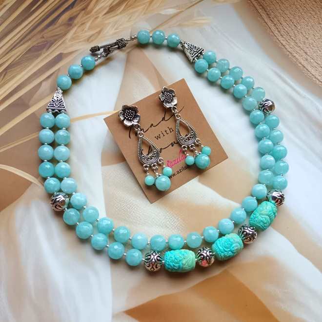 Ocean Breeze Statement designer gemstone necklace set