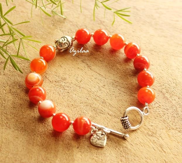 Orange Buddha agate gemstone beaded Bracelet