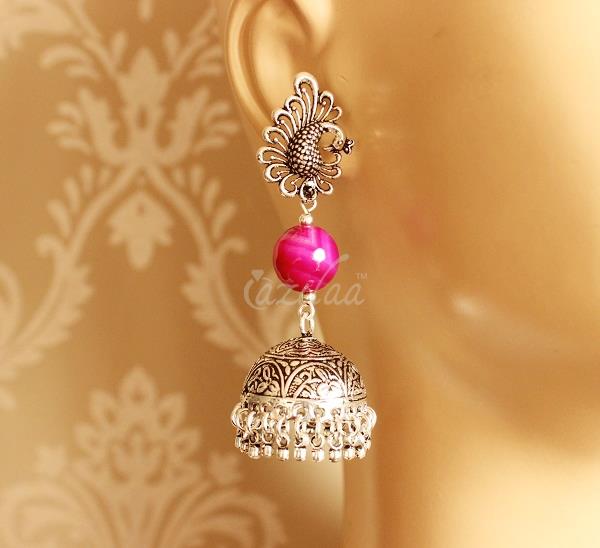 Statement pink jewelry set, Pendant beaded necklace set