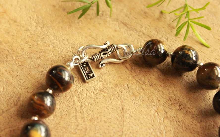 Panther charm Tiger Eye gemstone  men Bracelet