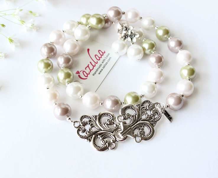 Pastel Pearl designer necklace earrings set